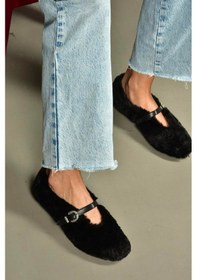 Resim Fox Shoes V820105504 Siyah Peluş Günlük Düz Kadın Babet Siyah 