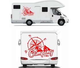 Resim Sticker Usta Camping Time Pusula Offroad 4x4 Kamp Avcı Araba Oto Karavan Sticker 02166 