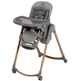 Resim Maxi-Cosi Minla Plus 6'sı Bir Arada Ahşap Görünümlü 4 Tekerlekli Mama Sandalyesi Elegance Graphite 
