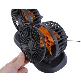 Resim Araç Içi Çift Başlıklı 360 Derece Dönebilen Araç Fanı - Araç Içi Vantilatör - Araç Içi Serinletici 