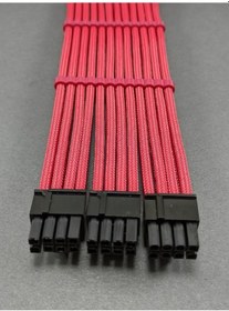 Resim MM 8+8+8 Pin Sleeved VGA (E.Kartı) Uzatma Kablosu Kırmızı 