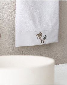 Resim Madame Coco Palmy Nakışlı %100 Pamuk Yüz Havlusu - Beyaz - 50x76 Cm 8684427212400 Beyaz 
