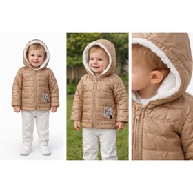 Resim Mika Bebek & Çocuk Dar Kalıp Içi Peluş Kapüşonlu Bej Unisex Bebek Mont 