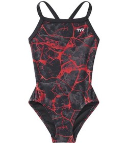 Resim Tyr Durafast Elite Kadın - Kız Diamondfit Yüzücü Mayo - Synapse Kırmızı 