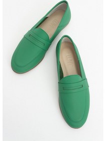 Resim Luvishoes F05 Yeşil Cilt Hakiki Deri Kadın Babet Yeşil 