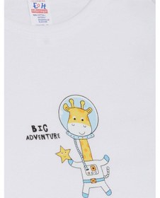 Resim Breeze Erkek Bebek Çıtçıtlı Zıbın Body Astronot Zürafa Baskılı 9 Ay-3 Yaş, Beyaz Beyaz 