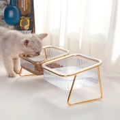 Resim Şeffaf Çift Kedi Kasesi, Kolay Besleme ve Hidrasyon İçin Dikey Tasarım - Kediler İçin İdeal Evcil Hayvan Malzemeleri 