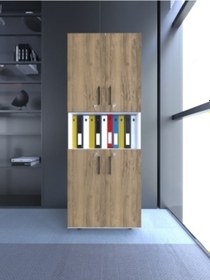 Resim Beyaz Gövde Ahşap 4 Kilitli Kapak Ofis Dolabı 