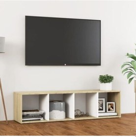 Resim Tdesıgno Eda Televizyon Sehpası - Ünitesi -kitaplık-meşe Beyaz 144 Cm 4 Raflı Meşe - Beyaz 