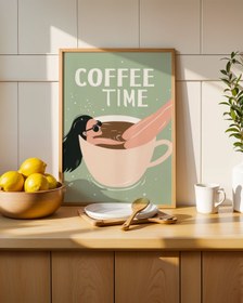 Resim Coffee Time Poster - 30x40cm / Kırmızı 