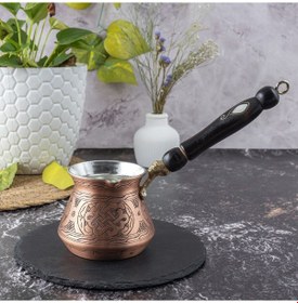 Resim 2 Kişilik El Yapımı Kalın Bakır Cezve Gaziantep Üretimi, Geleneksel Türk Kahvesi Cezvesi 