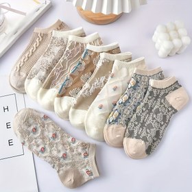 Resim 9 Çift Retro Edebiyat Tarzı Düşük Kesim Ayak Bileği Çorapları - Nefes Alabilen Nem Tutmayan Hafif Çizgili Desenli Spor ve Günlük Kullanım İçin İnce Çoraplar, Her Mevsime Uygun Kaburga Detaylı (Makinede Yıkanabilir), Yenilikçi Çoraplar, Ter Emici Malzeme 