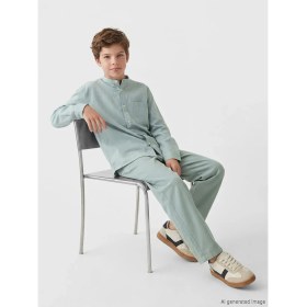 Resim LC Waikiki Lcw Kids Yeşil Keten Karışımlı Pileli Erkek Çocuk Pantolon 