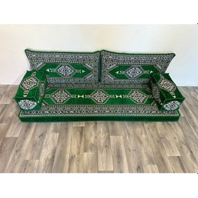 Resim Coton Şark Köşesi Saraylı Desen Minder Takımı Yeşil 