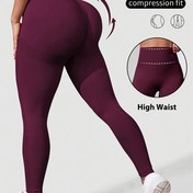 Resim Kadınların Yüksek Belli Şeftali Tonlu Spor Yoga Pantolonları - Esnek, Düz Renk, Tüm Mevsim Fitness Giyimleri, Yetişkin Bedeni, Yoga Giysileri | Yüksek Bel Pantolonları | Esnek Kumaş 