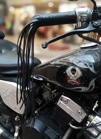 Resim Motosiklet doğal deri elcik püskül, Motorcycle Tassels Leather frills grip covers leather grip, motosiklet deri aksesuar, Chopper Cruiser Bobber 