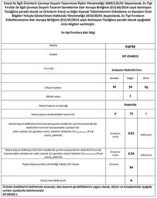 Resim Narte NT-OV401S 73 L Ankastre Fırın Gri 