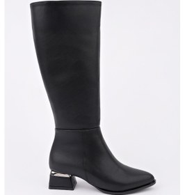 Resim Muggo Collie Sivri Burun Yandan Fermuarlı Topuklu Kadın Çizme siyah 