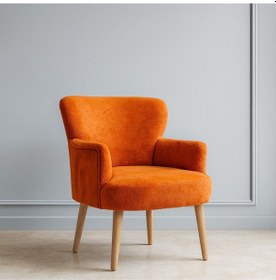 Resim Waterybrook Modern Welsoft Berjer Koltuk Demonte Ahşap Ayak 12 Renk Seçeneği Turuncu 