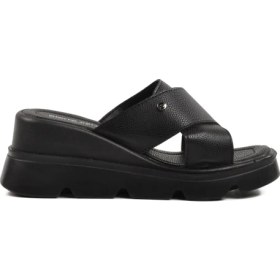 Resim Pierre Cardin Siyah Yüksek Taban Kadın Dolgu Topuk Terlik 