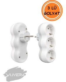 Resim WUVERA 3'lü Topraklı Gölyat Grup Priz – Güvenli ve Dayanıklı Elektrik Kullanımı 