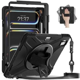 Resim Fuchsia iPad Pro 13 2024 Uyumlu Tam Koruma Sağlayan Zırhlı Silikon Tablet Kılıfı Şok Emici Dayanıklı ve Şık 