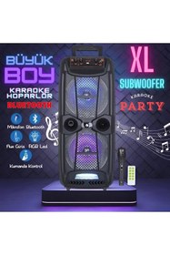Resim nextbuy Büyük Boy Karaoke Speaker Mikrofonlu Bluetooth Hoparlör Extra Bass-Tweeter Subwoofer Ses Bombası 