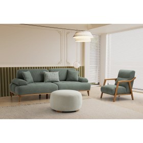 Resim Yuvaset Home Tera Ahşap Kollu Ayaklı Berjer 