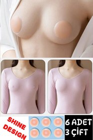 Resim SHINE DESIGN 3 Çift Silikon Göğüs Ucu Kapatıcı Gizleyici Kendinden Yapışkanlı ve Yeniden Kullanılabilir Silicone 