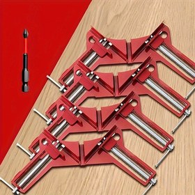Resim 4 adet Gönder 1 Matkap Ucu Sağ Açılı Kelepçe, 90 Derece Köşe Kelepçesi, Resim Çerçeve Tutucu, Cam Tutucu, DIY Ahşap İşleme El Aletleri 