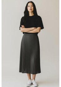 Resim Eren Style Pileli Pamuklu Dokuma Viskon Kışlık Etek 95 Cm - 38-48 Antrasit 