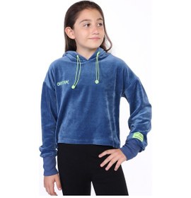 Resim Toontoy Kız Çocuk Kapüşonlu Kadife Sweatshirt İndigo 