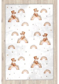 Resim Ayıcıklı Bambu Bebek Çocuk Halısı Beyaz 