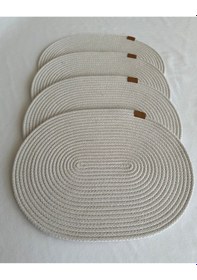 Resim Jüt Amerikan Servis Sofra Altlığı, Masa Dekoru Supla Oval 30x40 4lü Beyaz 