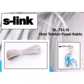 Resim S-Link Sl-Tel10 10Mt Telefon Poşet Kablo 