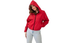 Resim First Stops Spor Kadın Su Yeşili Kapüşonlu Su ve Rüzgar Geçirmez Oversize Yağmurluk - Rüzgarlık 