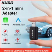 Resim XUDA YENİ Mini Kablolu Kablosuz 2'si 1 Arada Adaptör Kablosuz CarPlay ve Android Auto Tak ve Çalıştır %99 Orijinal Araba ile Kablolu CarPlay/Android Auto 2.4 ~ 5.0 GHz WiFi5, Pil Olmadan 