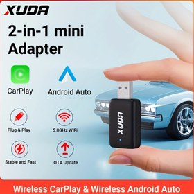 Resim XUDA YENİ Mini Kablolu Kablosuz 2'si 1 Arada Adaptör Kablosuz CarPlay ve Android Auto Tak ve Çalıştır %99 Orijinal Araba ile Kablolu CarPlay/Android Auto 2.4 ~ 5.0 GHz WiFi5, Pil Olmadan 