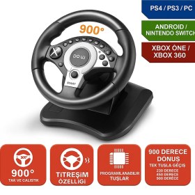 Resim R900 Yarış Direksiyonu + Vites & Pedal Seti – Gerçekçi Sürüş Deneyimi 