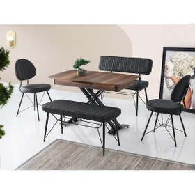 Resim Ahtapot Sandalye -ahtapot Sırtlı Bench -ahtapot Sırtsız Bench 120+30 Milano Açılabilir Masa Takımı Barok Ceviz 