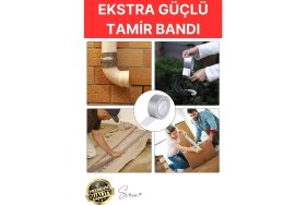 Resim Svein 1 Adet 10 Mt Gri Lifli Tamir Takviye Onarım Bandı Su Geçirmez Sızdırmaz Kuvvetli Dayanıklı Çatlak 