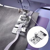 Resim 1 adet Snap-On Elastik Bant Basınç Ayak, 25mm - Esnek Kumaş & Kordon Üzerinde Hassas Rulo Kenar Dikişi için Dayanıklı Metal - İğne Pozisyonunu Kolayca Ayarlayın, Profesyonel DIY Dikiş Aksesuarı, Çelik Rengi 