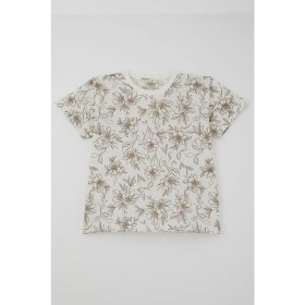 Resim Breeze Kız Çocuk Şortlu Pijama Takımı Çiçek Desenli 4-8 Yaş, Ekru 