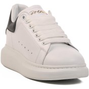 Resim AYAKMOD Premium 02028 M Beyaz-Siyah Hakiki Deri Erkek Sneaker 