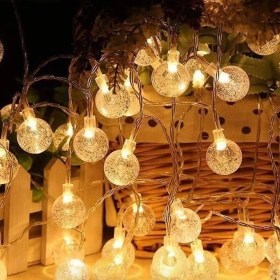Resim ForWhat Büro Ev Ofis Dekoru Için 5mt 28LED Gün Kristal Top Şeffaf Kablo Fişli Eklemeli 