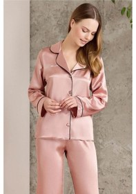 Resim Pierre Cardin Saten Biyeli Pijama Takımı 1200 Brandy Bronz 