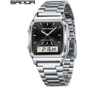 Resim Sanda 747 Erkek Elektronik İnce Saat Gümüş Siyah 