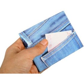 Resim Kenpool Mini Cüzdan Özel Kot Tasarımlı Blue Jeans Cüzdan 