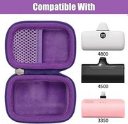 Resim Khanka iWALK Mini Taşınabilir Şarj Cihazı 4800/4500/3350mAh ve Şarj Kablosu için Sert Seyahat Çantası, Ultra Kompakt Güç Bankası Kutusu (Mor, Sadece Kılıf) 