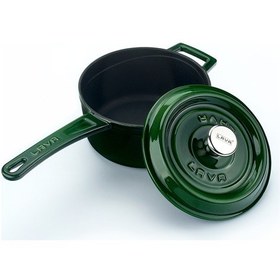 Resim Lava Döküm Yuvarlak Sos Tenceresi 16 cm, - Majolica Yeşil 